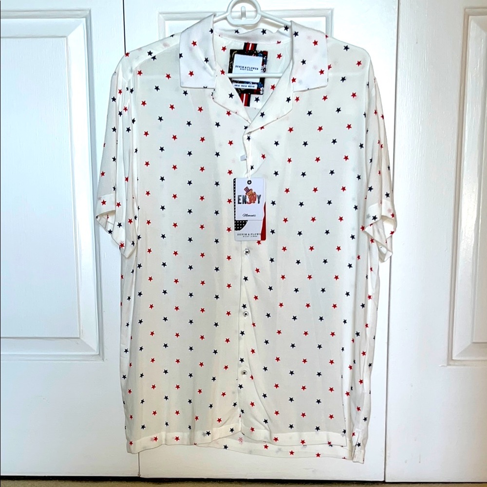 Denim & Flower Stars Button Up Short Sleeve Shirt From Nordstrom Size Me…